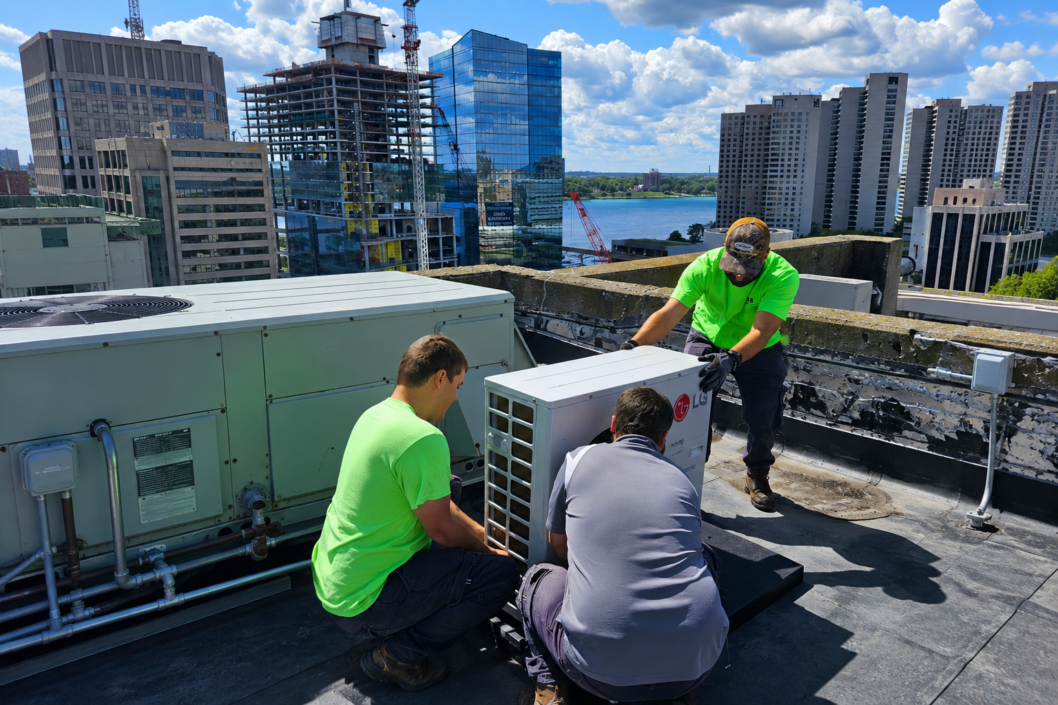 ECS technicians working together